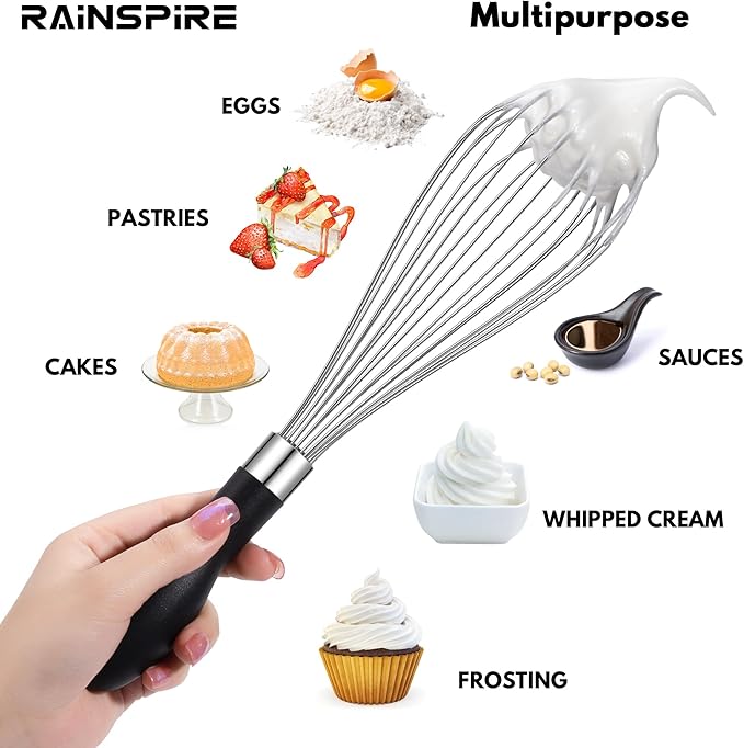Rainspire 12-Inch Wire Whisk Stainless Steel, Balloon Whisks - Image 5