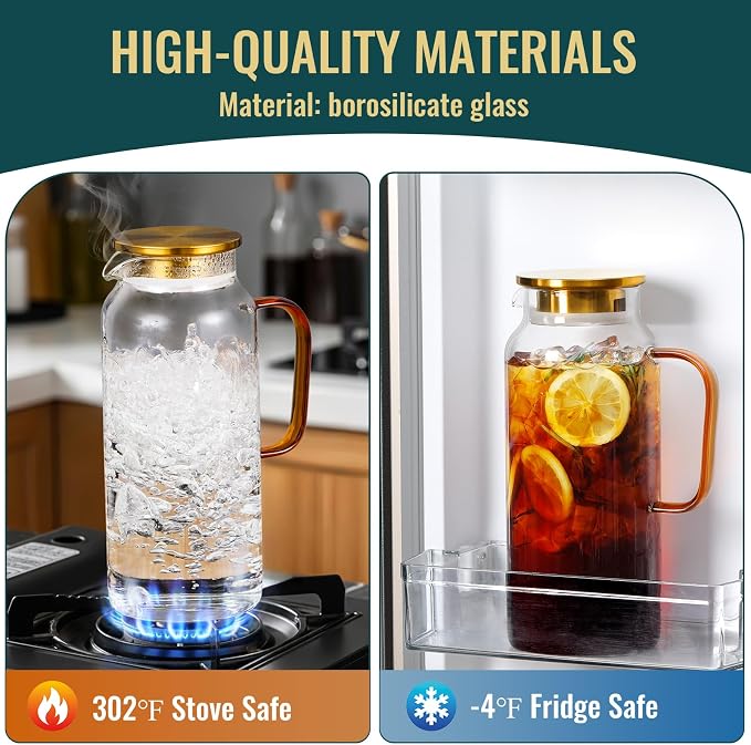 4 Pack 2 Liter/68 oz Glass Pitcher - Image 4