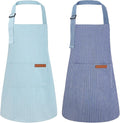 2 Pack Stripes Kids Apron, Kids Cooking Aprons by XLSXEXCL
