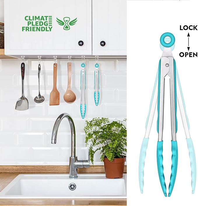 HOTEC Premium Stainless Steel Locking Kitchen Tongs - Image 4