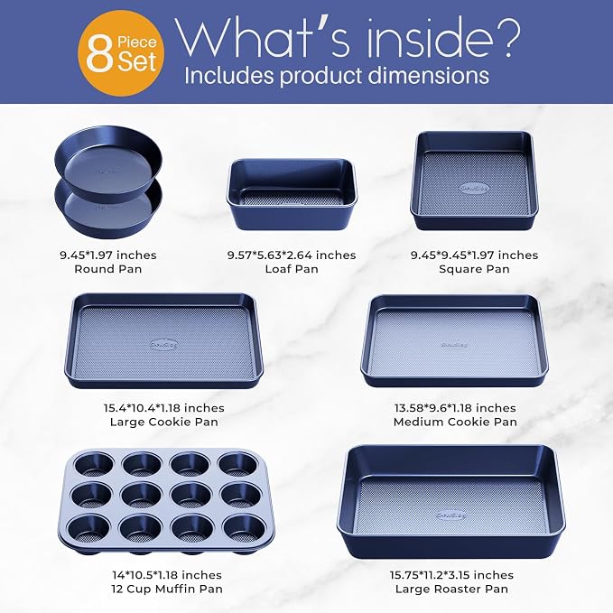 Baking Pans Set 8-Piece Bakeware Sets, Baking Sets - Image 2