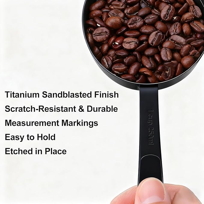 Bopei Measuring Cups and Spoons Set, Titanium-Plated Matte Black Stainless - Image 4