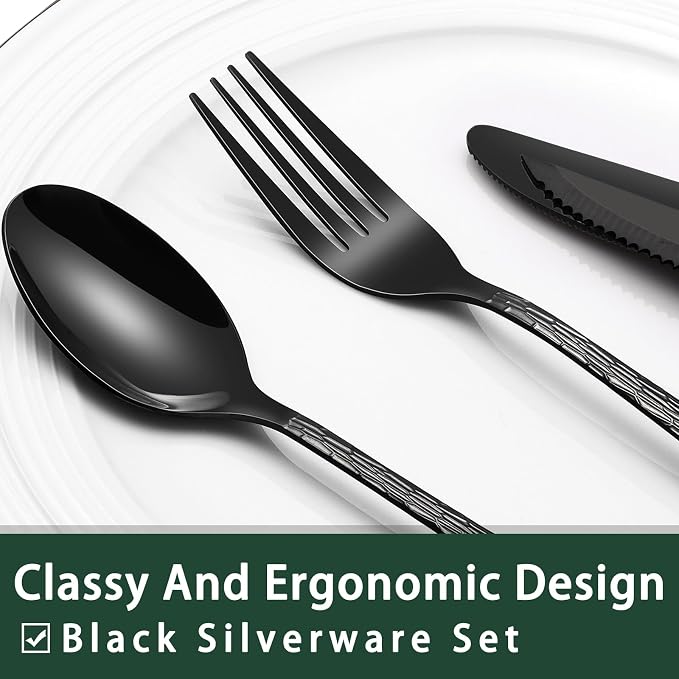 EWFEN 24-Piece Black Silverware Set - Image 3