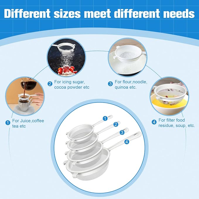 4 Pcs Plastic Nylon Fine Mesh Kefir Strainer Set - Image 5
