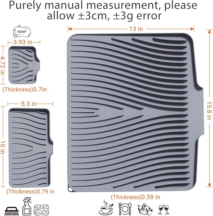 Silicone Dish Drying Mat for Kitchen Counter, Dish Drying Pad, Non-Slip Drain - Image 2