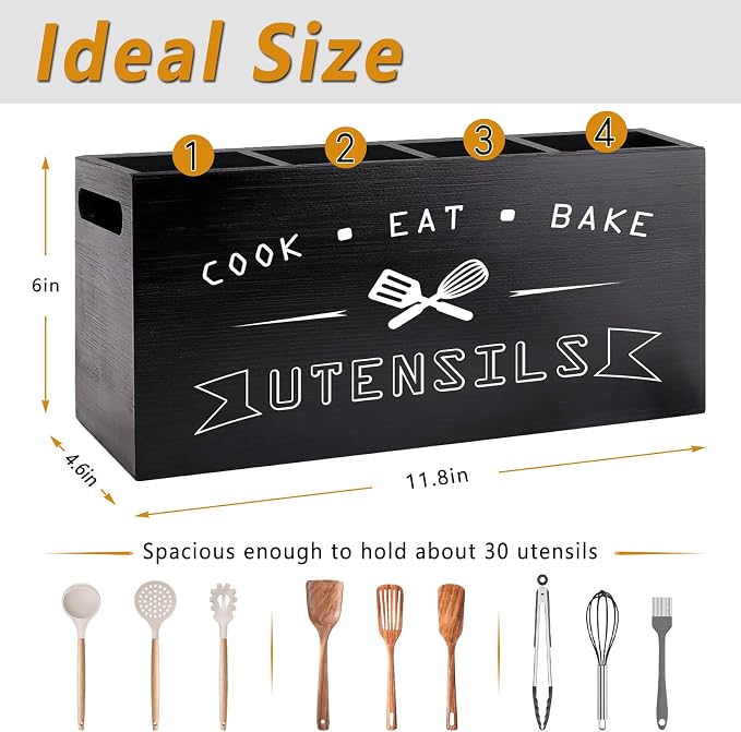 Large Black Utensil Organizer - Image 2