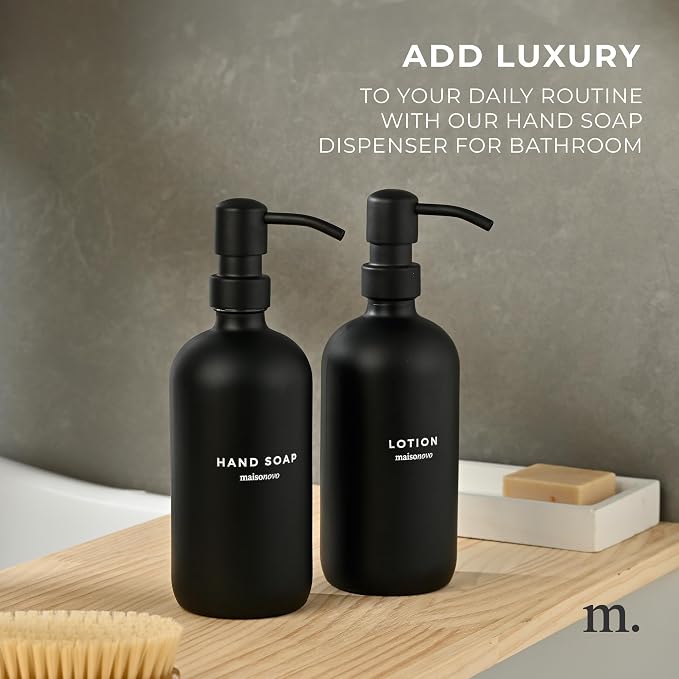 MaisoNovo Soap Dispenser 2-Piece Set | 16.9oz Black Bottles - Image 3