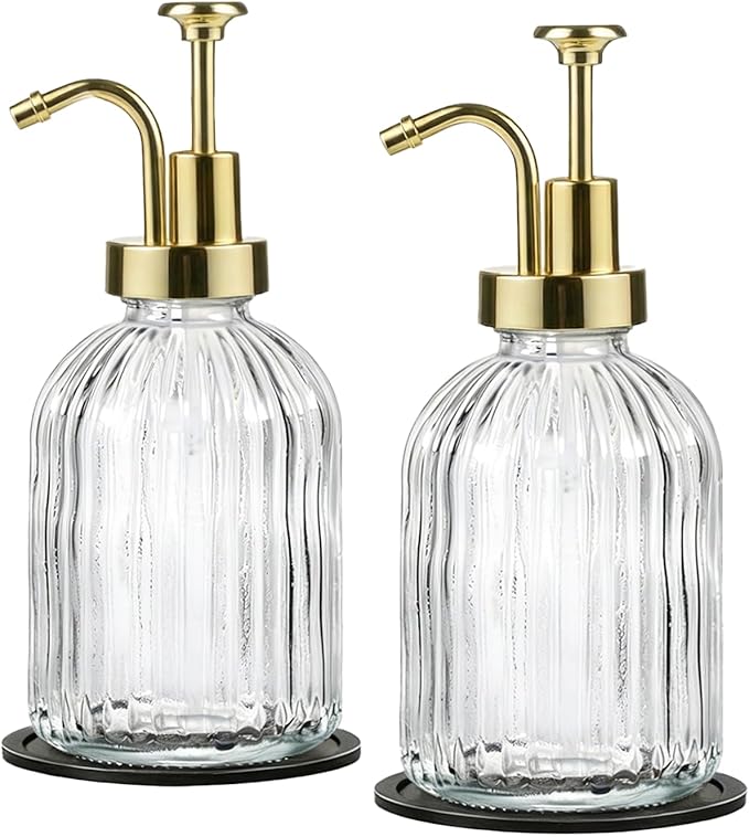 SheeChung Clear Glass Soap Dispenser, 12 Oz Liquid Hand Soap Dispenser by SheeChung