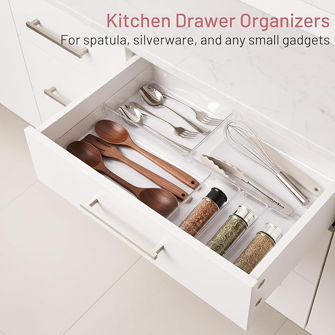 8 Pack Large Clear Plastic Drawer Organizer Bins - Image 6