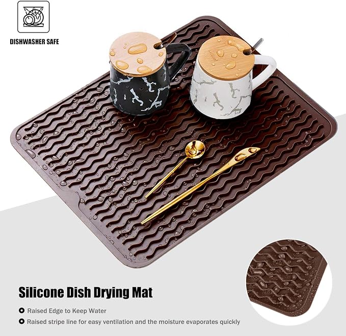 Large 17" x 14" Silicone Dish Drying Mat - Image 3