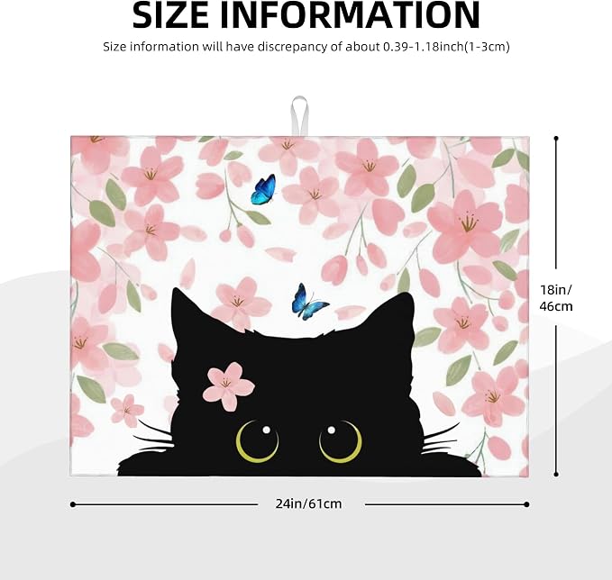 Flowers Black Cat Butterfly Dish Drying Mat - Image 2