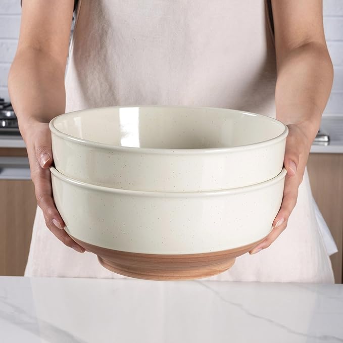 AmorArc 9.8’’ Ceramic Serving Bowls, 90 OZ Extra Large Salad Bowls Set of 2 - Image 3