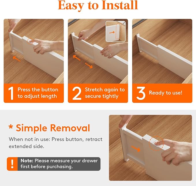 Lifewit 10 Pack 6" High Drawer Dividers 34-56cm/13.5-22" Adjustable Drawer - Image 6