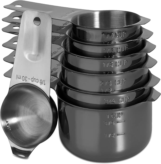 Set of 7 Heavy Duty Measuring Cups, 18/8 Stainless Steel by ALLWIN-HOUSEWARE