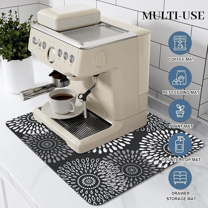 LuxStep Dish Drying Mat Super Absorbent Kitchen Counter Mat Rubber Backing - Image 3