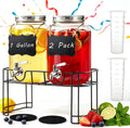 1 Gallon Glass Drink Dispenser with Stand & Stainless Steel Spigot,2