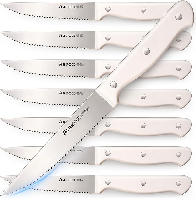 Astercook Steak Knives, Steak Knives Set of 8, High Carbon Stainless Steel by Astercook