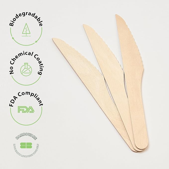 Wooden Knives 1000 Pieces Bulk Pack | Heavy-Duty Birch Wood Disposable Knives | - Image 4