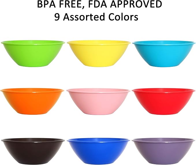 Youngever 9 Pack 3000ML Re-usable Plastic Mixing and Serving Bowls, Popcorn - Image 3