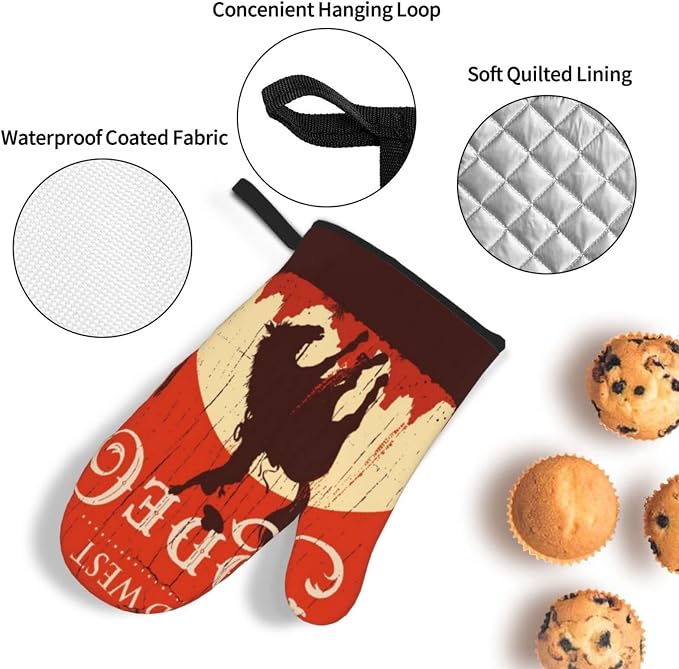 Oven Mitts and Pot Holders Sets of 4, Cowboy Horse Sunset Saguaro Desert Wild - Image 5
