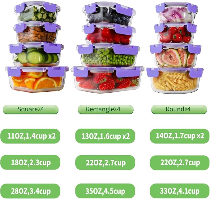 HOMBERKING 24pc Glass Food Storage Containers - Image 3