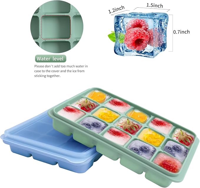 Ice Cube Trays Set of 2, Easy Release 15 Flexible Silicone Ice Cube Molds - Image 3