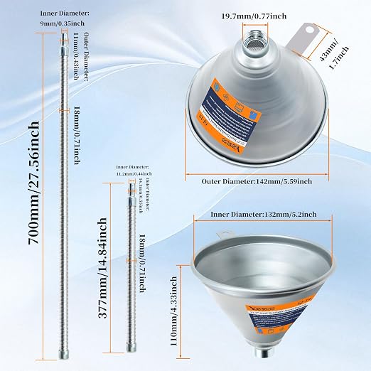 3Pcs 14.84" & 27.56" Steel Bendable Spout Funnel - Image 3
