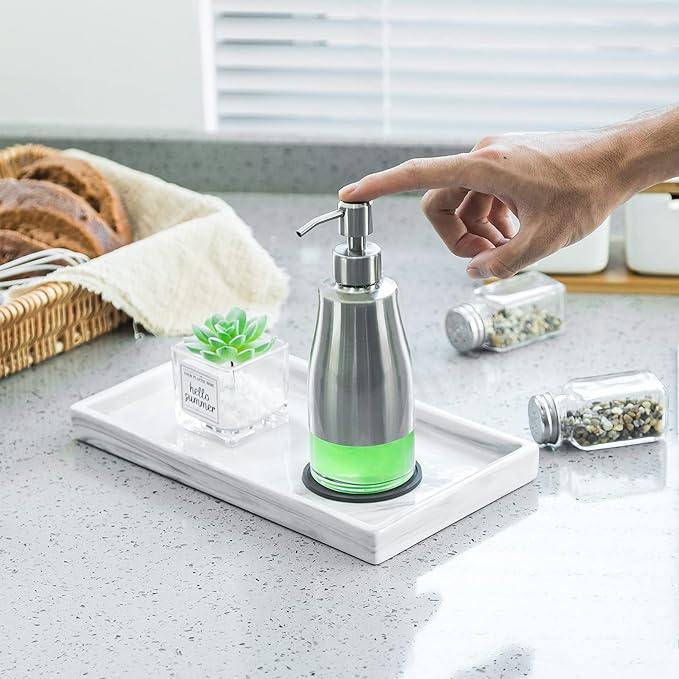 Gaussra Soap Dispenser with Coaster and Stickers, Brushed Nickel Stainless - Image 2