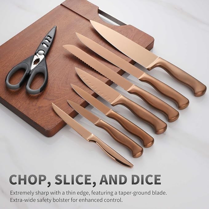 15-Piece Rose Gold Knife Block Set - Image 5
