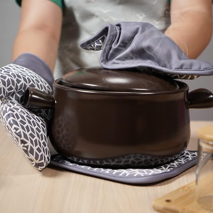 Oven Mitts and Pot Holders Sets 6pcs, Thick Cotton Oven Gloves High Heat - Image 2