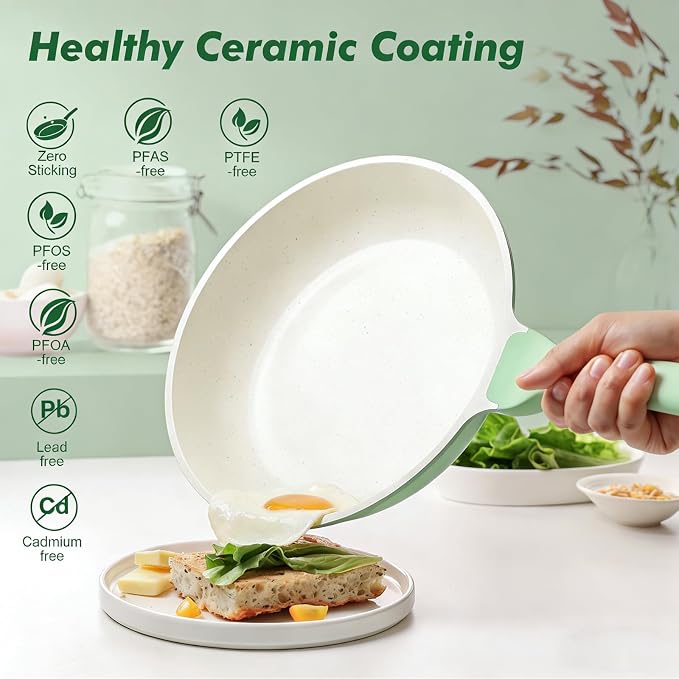 SENSARTE Nonstick Ceramic Frying Pan 9.5-Inch, Healthy Non Toxic Skillet - Image 2