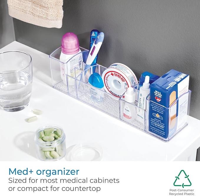 iDesign 43030 Med+ 12" Plastic Divided Vanity Medication and Bathroom Accessory - Image 3