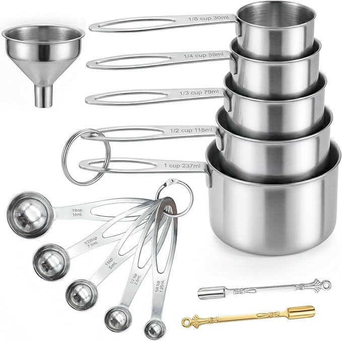 13PCS Stainless Steel Measuring Cups and Spoons Set by CreateHarmonyWithYourPet