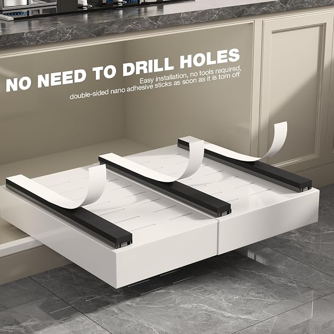 Seinloes 2 Pack Pull Out Cabinet Organizer 19" Deep, Full Extension 3 Slide - Image 7