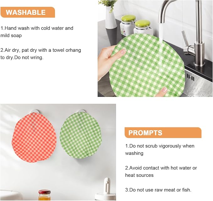 Reusable Bowl Covers for Bread Proofing（2 Large）- Cotton Beeswax Bowl Covers - Image 7