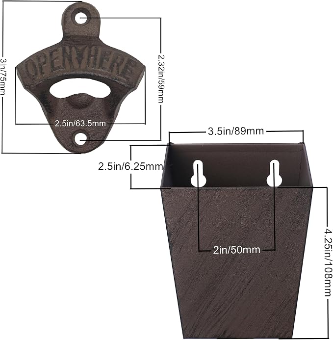 Rustic Cast Iron Beer Bottle Opener Wall Mounted - Image 5