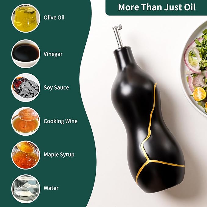 BosilunLife Ceramic Olive Oil Dispenser Bottle, 14 Oz Oil Cruet - Image 6