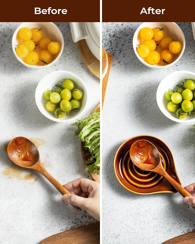 LAUCHUH Spoon Rest, 5 inches Large Ceramic Spoon Rest - Image 3