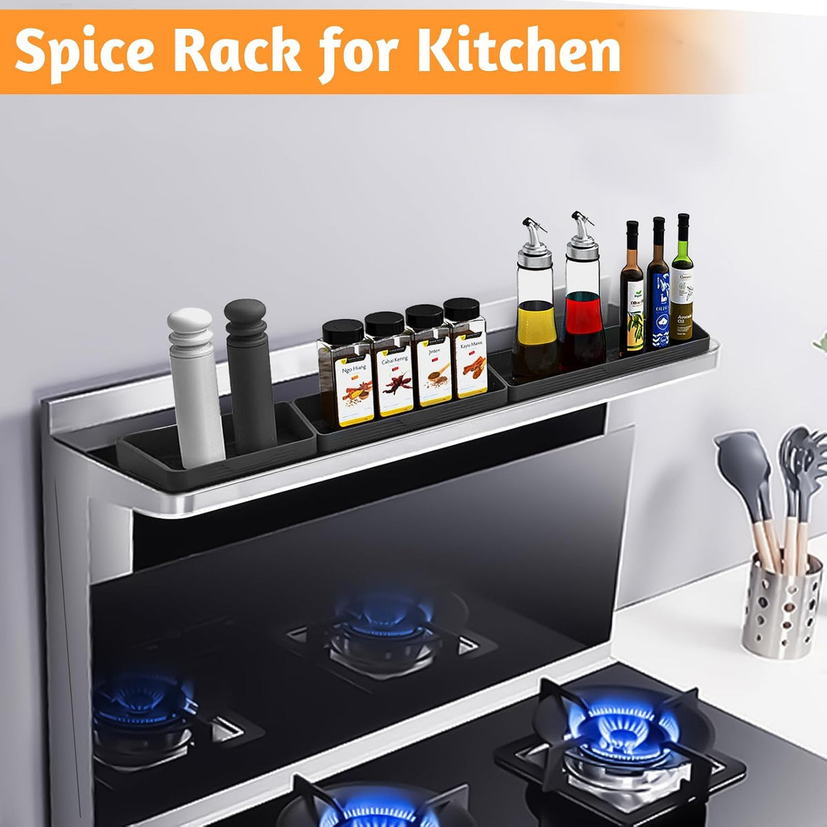 Foeacry Magnetic Stove Top Shelf 30"/24"/20", 3-Piece Silicone Over