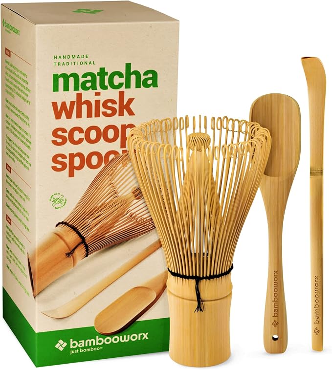 BambooWorx Matcha Whisk Set -, Traditional Scoop, Tea Spoon. The Perfect Sets by BAMBOOWORX