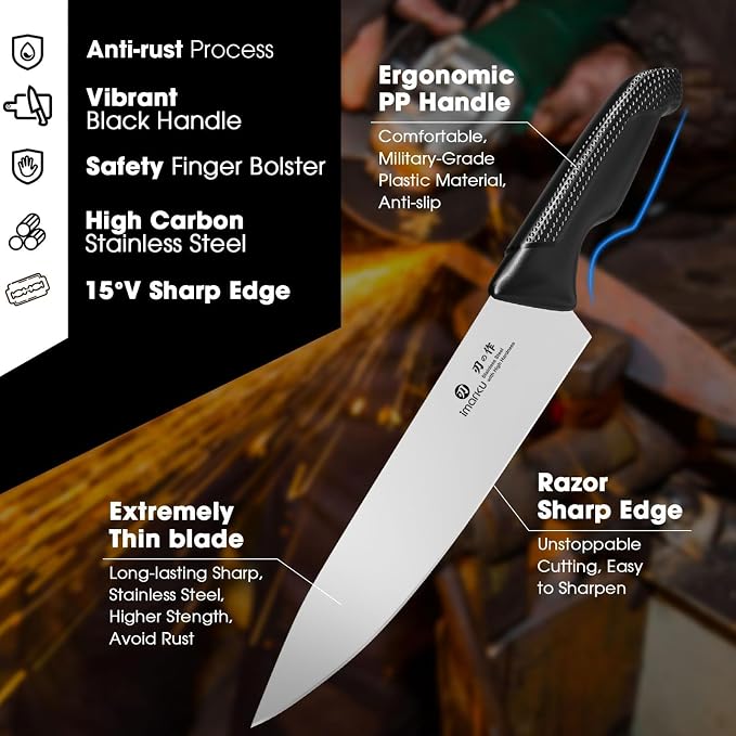 imarku Knife Set with Block, Sharp Knives Set with Built-in Sharpener, - Image 3
