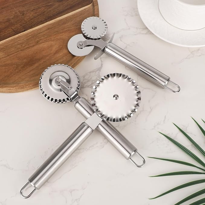 3pcs Pastry Wheel Cutter Set, Stainless Steel Ravioli Pizza Cutter Wheel & - Image 3