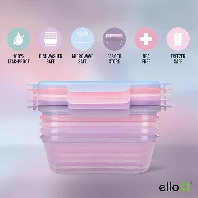 Ello Snap & Nest 10-Piece 4.5 Cup Plastic Meal Prep Set, Reusable Food - Image 3