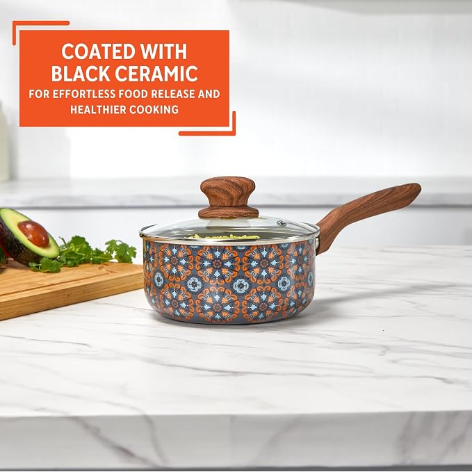 IMUSA 1.5 Quarts Talavera Nonstick Saucepan - Image 4