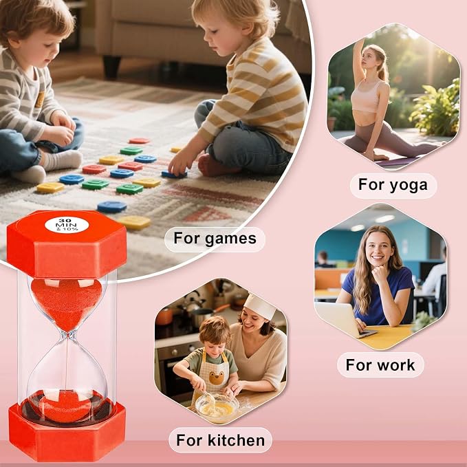 10 Minute Hourglass Sand Timer, Unbreakable Red Hourglass Sand Watch 10 Min - Image 6
