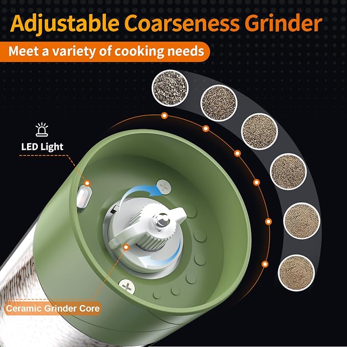 2Pack Electric Salt and Pepper Grinder Set USB Rechargeable - Image 3