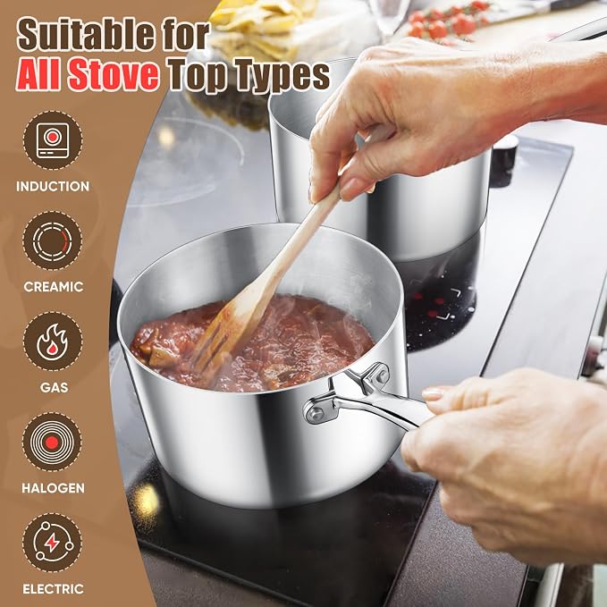E-far Stainless Steel Saucepan Set - 2Qt & 3 Qt - Image 4