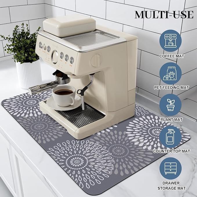 LuxStep Dish Drying Mat Super Absorbent Kitchen Counter Mat Rubber Backing - Image 3