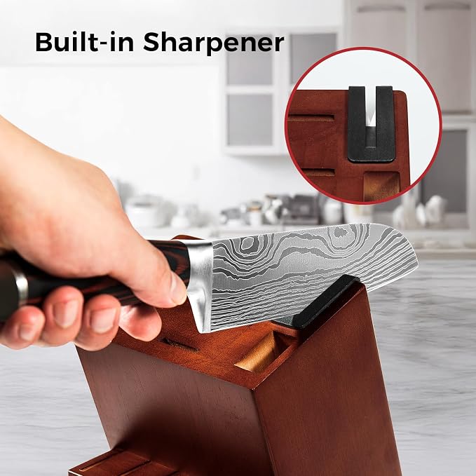 15-Piece Knife Set with Block for Kitchen, with Built-In Sharpener, Stainless - Image 3