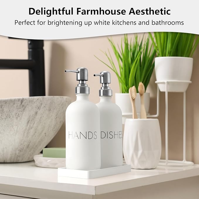 White Dish and Hand Soap Dispenser Set - Image 7